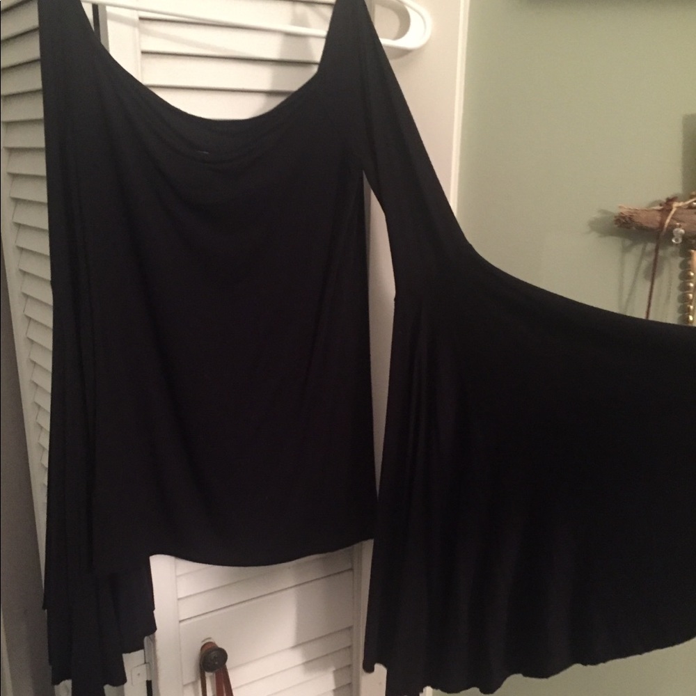 Free people black bell sleeve top